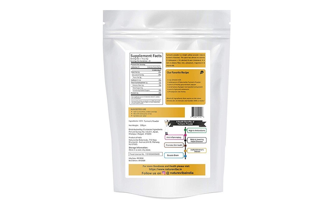 Naturevibe Botanicals Organic Turmeric Powder    Pack  100 grams